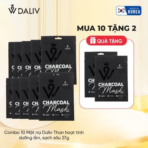 Combo 10 Mặt nạ Daliv Than hoạt tính dưỡng ẩm, sạch sâu 27g