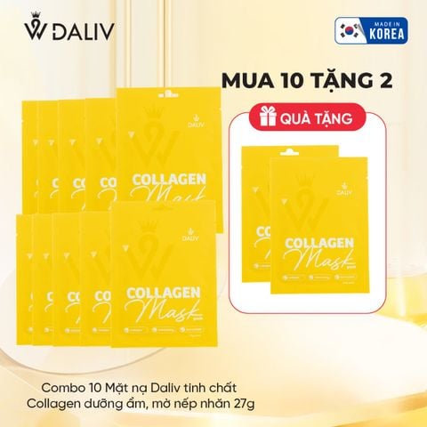 Combo 10 Mặt nạ Daliv tinh chất Collagen dưỡng ẩm, mờ nếp nhăn 27g