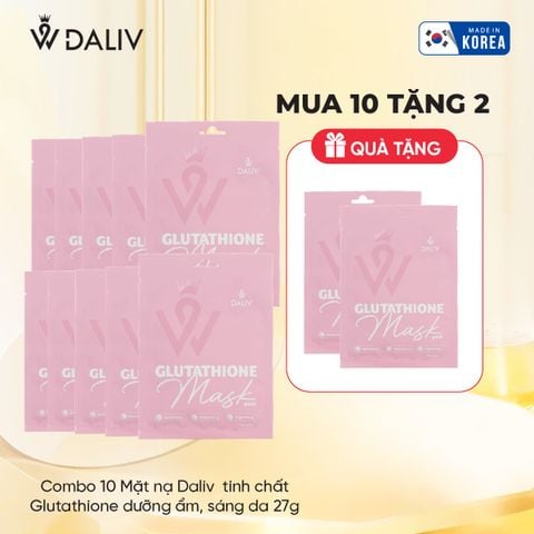 Combo 10 Mặt nạ Daliv tinh chất Glutathione dưỡng ẩm, sáng da 27g
