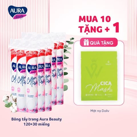 Combo 10 Bông tẩy trang Aura Beauty 120+30 miếng