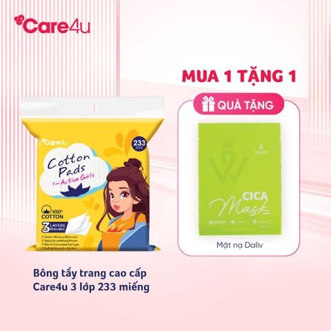 Bông tẩy trang cao cấp Care4u 3 lớp 233 miếng_CARE4165V