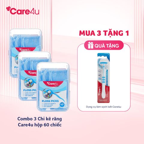 Combo 3 Chỉ kẽ răng Care4u hộp 60 chiếc_CARE6000X