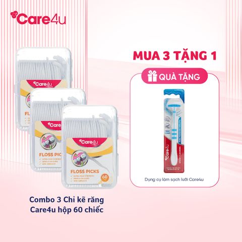 Combo 3 Chỉ kẽ răng Care4u hộp 60 chiếc_CARE6000T