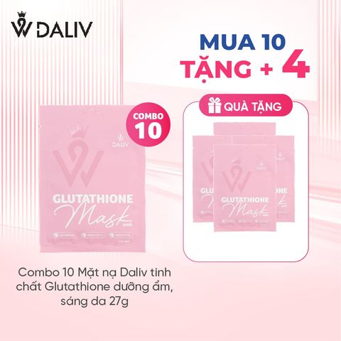 Combo 10 Mặt nạ Daliv tinh chất Glutathione dưỡng ẩm, sáng da 27g