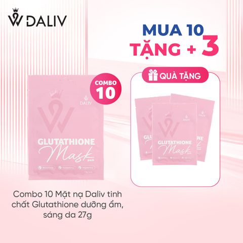 Combo 10 Mặt nạ Daliv tinh chất Glutathione dưỡng ẩm, sáng da 27g