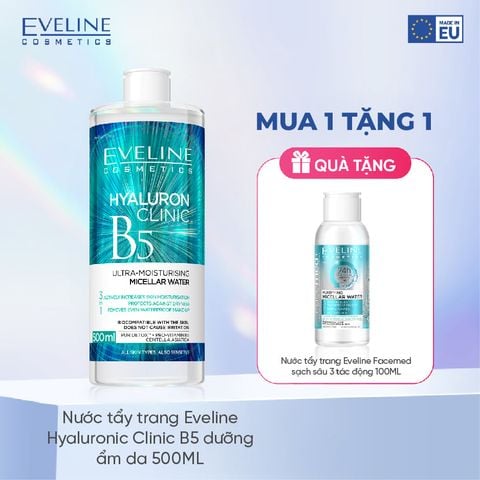 Nước tẩy trang Eveline Hyaluron Clinic B5 dưỡng ẩm da 500ML