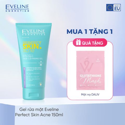 Gel rửa mặt Eveline Perfect Skin Acne sạch sâu, kháng khuẩn và ngừa mụn 150ML