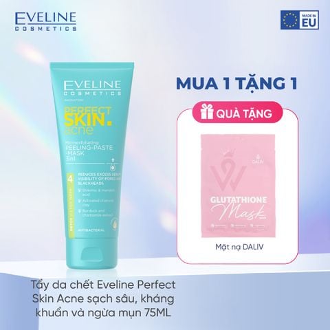 Tẩy da chết Eveline Perfect Skin Acne sạch sâu, kháng khuẩn và ngừa mụn 75ML