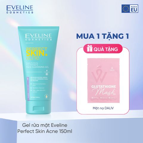 Gel rửa mặt Eveline Perfect Skin Acne sạch sâu, kháng khuẩn và ngừa mụn 150ML