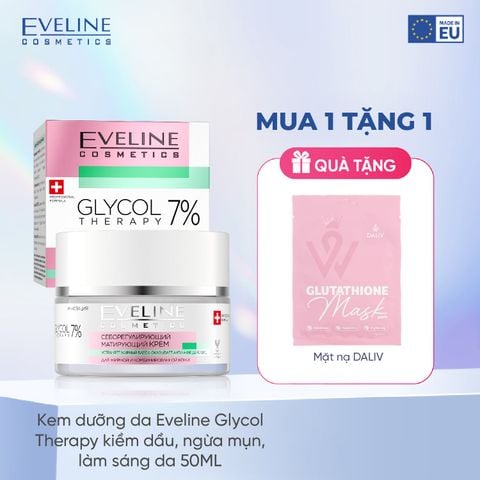 Kem dưỡng da Eveline Glycol Therapy kiềm dầu, ngừa mụn, làm sáng da 50ML