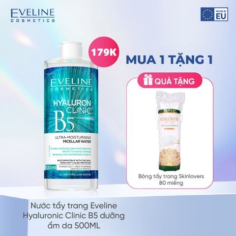 Nước tẩy trang Eveline Hyaluron Clinic B5 dưỡng ẩm da 500ML