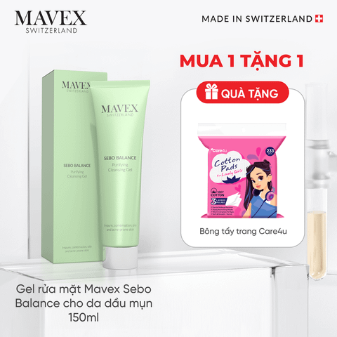 [Tặng BTT Care4u] Gel rửa mặt Mavex Sebo Balance cho da dầu mụn 150ML