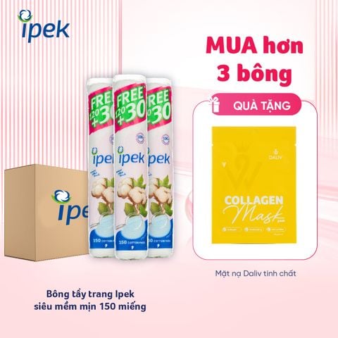 Bông tẩy trang Ipek siêu mềm mịn 150 miếng