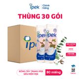 Thùng 30 gói bông tẩy trang Ipek siêu mềm mịn 80 miếng