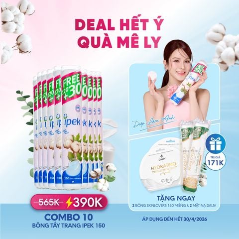 Combo 10 Bông tẩy trang Ipek siêu mềm mịn 150 miếng