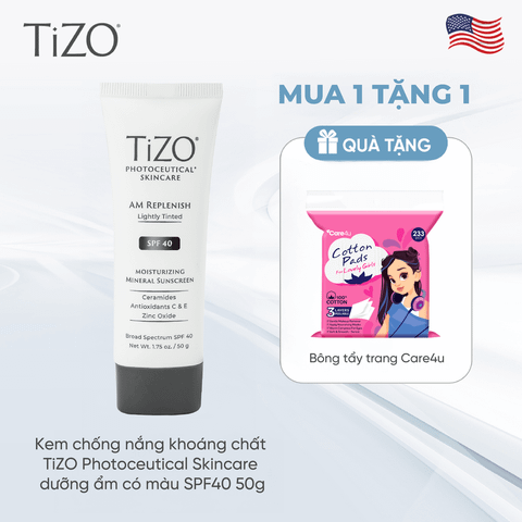 [Tặng BTT Care4u] Kem chống nắng khoáng chất TiZO Photoceutical Skincare dưỡng ẩm có màu SPF40 50g