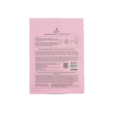 Mặt nạ Daliv tinh chất Glutathione dưỡng ẩm, sáng da 27g