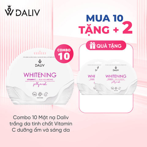 [Mua 10 tặng 2] Combo 10 Mặt nạ Daliv trắng da tinh chất Vitamin C dưỡng ẩm và sáng da 30g