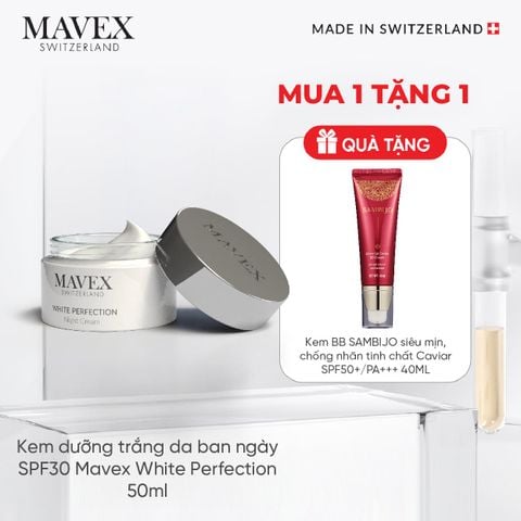 Kem dưỡng trắng da ban ngày SPF30 Mavex White Perfection giảm dấu hiệu lão hoá, mờ thâm 50ML