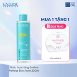 [Tặng mặt nạ Daliv] Nước hoa hồng Eveline Perfect Skin Acne điều tiết bã nhờn và se khít lỗ chân lông 200ML