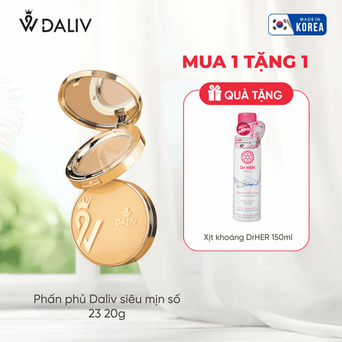 [Tặng xịt khoáng Dr HER] Phấn phủ Daliv siêu mịn số 23 20g