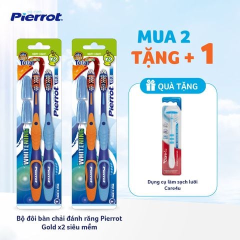 Bộ đôi bàn chải đánh răng Pierrot Gold x2 siêu mềm