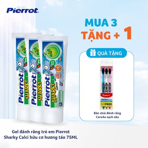 Gel đánh răng trẻ em Pierrot Sharky Calci hữu cơ hương táo 75ML