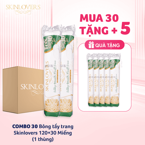 [Mua 30 tặng 5] Thùng 30 gói bông tẩy trang Skinlovers 120+30 miếng_SKLV5044