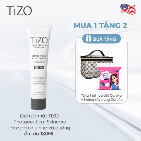 [Tặng 1 bông + 1 túi Care4u] Gel rửa mặt TiZO Photoceutical Skincare làm sạch dịu nhẹ và dưỡng ẩm da 180ML