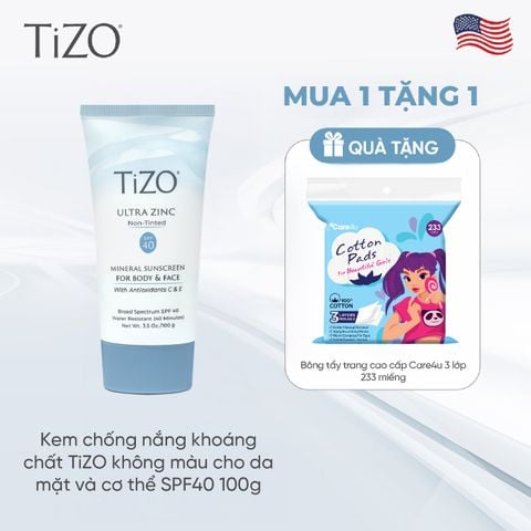 Kem chống nắng khoáng chất TiZO không màu cho da mặt và cơ thể SPF40 100g