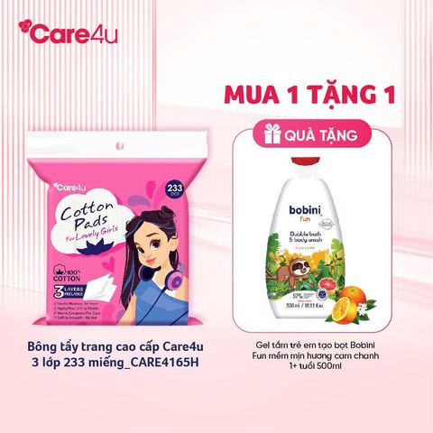 Bông tẩy trang cao cấp Care4u 3 lớp 233 miếng_CARE4165H