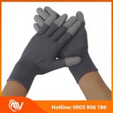  Găng Tay Sợi Polyester Phủ PU Đầu Ngón Màu Xám 