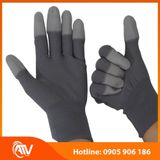  Găng Tay Sợi Polyester Phủ PU Đầu Ngón Màu Xám 