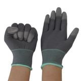  Găng Tay Sợi Polyester Phủ PU Đầu Ngón Màu Xám 