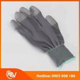 Găng Tay Sợi Polyester Phủ PU Đầu Ngón Màu Xám 