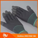  Găng Tay Sợi Polyester Phủ PU Đầu Ngón Màu Xám 