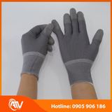  Găng Tay Sợi Polyester Phủ PU Đầu Ngón Màu Xám 
