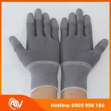  Găng Tay Sợi Polyester Phủ PU Đầu Ngón Màu Xám 