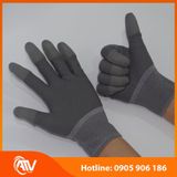  Găng Tay Sợi Polyester Phủ PU Đầu Ngón Màu Xám 