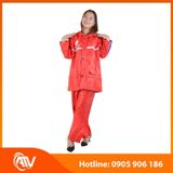  Áo mưa bộ vải dù màu đỏ 