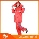  Áo mưa bộ vải dù màu đỏ 