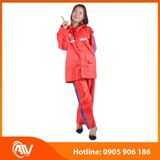 Áo mưa bộ vải dù màu đỏ 