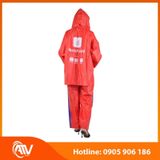  Áo mưa bộ vải dù màu đỏ 