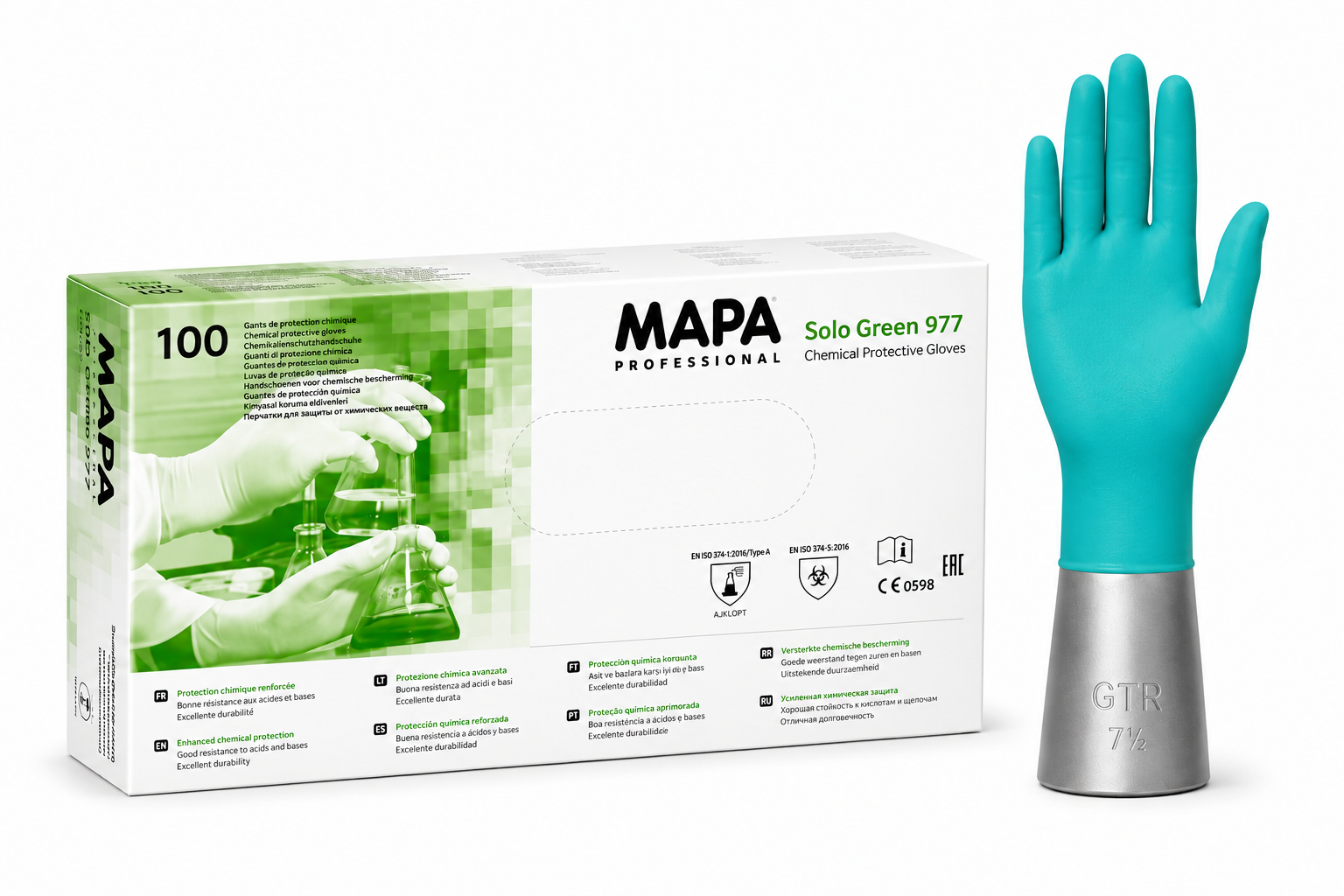  Găng tay chống dầu và axit đậm đặc MAPA Solo Green 977 
