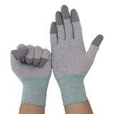  Găng Tay Sợi Carbon Phủ PU Xám Chống Tĩnh Điện 