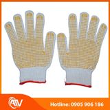  Găng Tay Len Phủ Hạt Nhựa Vàng 