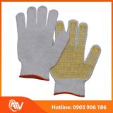  Găng Tay Len Phủ Hạt Nhựa Vàng 