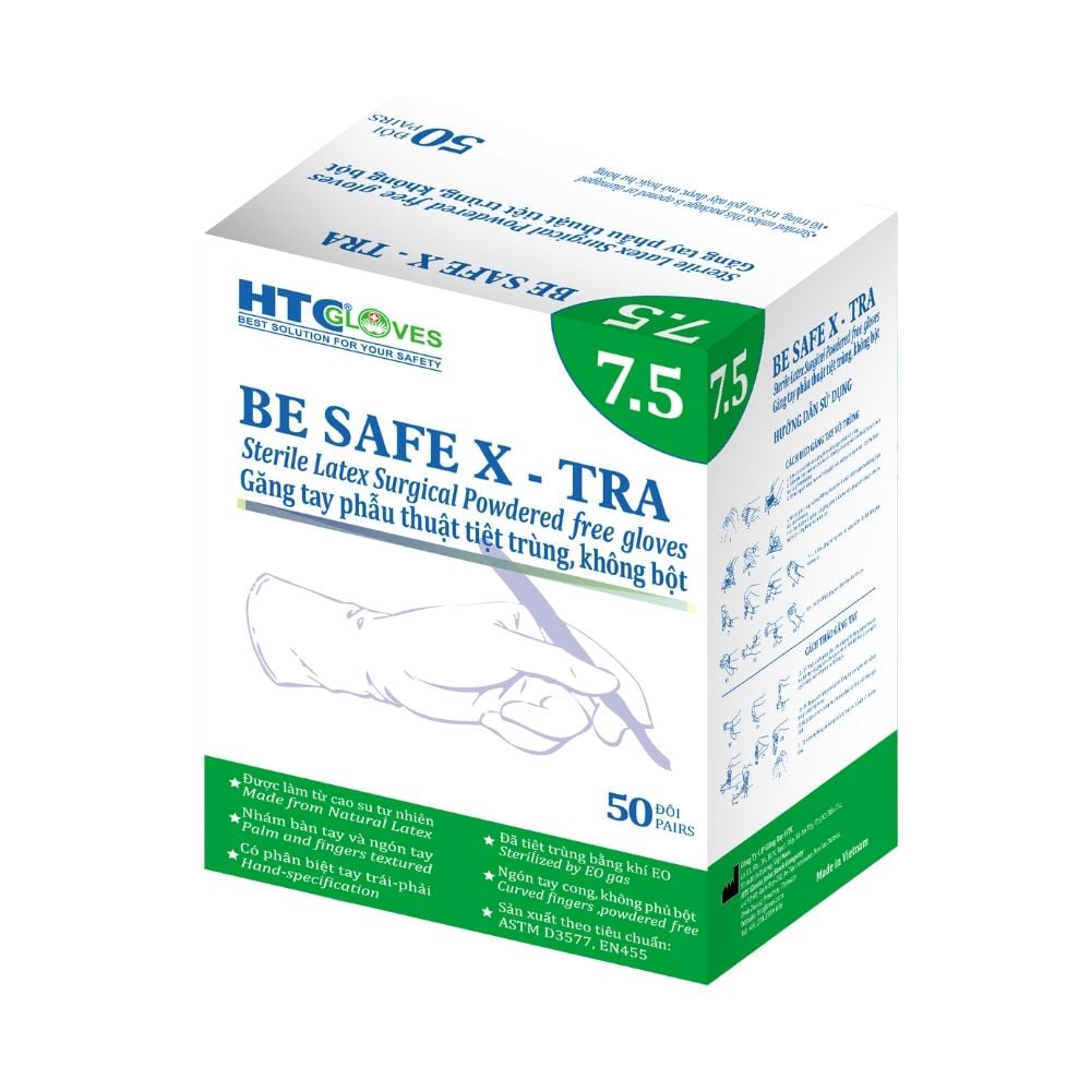  Găng Tay Phẫu Thuật BeSafe X-Tra Latex Không Bột Tiệt Trùng 9gr 