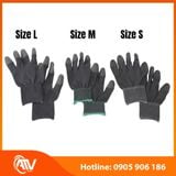  Găng Tay Sợi Polyester Phủ PU Đầu Ngón Màu Xám 