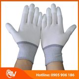  Găng Tay Sợi Polyester Phủ PU Đầu Ngón Màu Trắng 